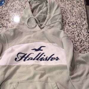 Hollister Sage Green Hoodie with Embroidered Logo